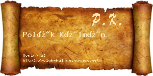 Polák Kálmán névjegykártya